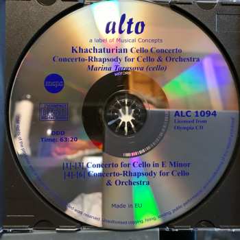 CD Aram Khatchaturian: Cello Concerto / Concerto-Rhapsody For Cello
