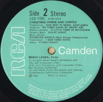 LP Mario Lanza: Christmas Hymns & Carols