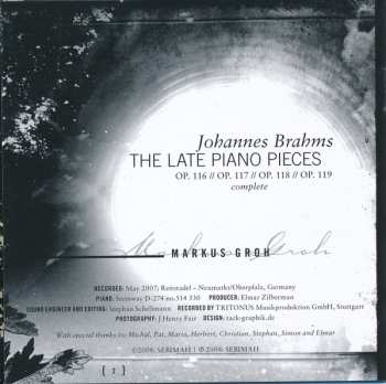 SACD Markus Groh: Johannes Brahms - The Late Piano Pieces - OP. 116 // OP. 117 // OP. 118 // OP. 119 complete