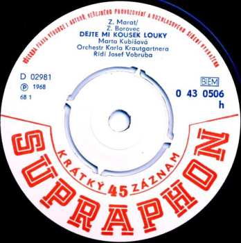 SP Marta Kubišová: Dejte Mi Kousek Louky / Říkám Ti