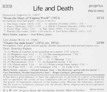 CD Dominick Argento: Life And Death