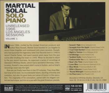 CD Martial Solal: Solo Piano: Unreleased 1966 Los Angeles Sessions Volume 1