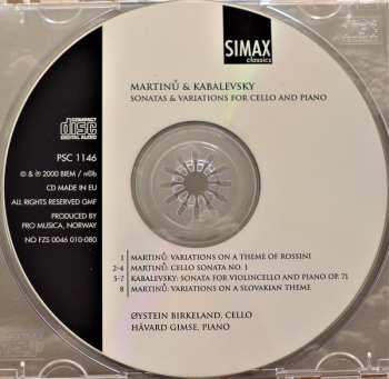 CD Bohuslav Martinů: Sonatas & Variations For Cello And Piano