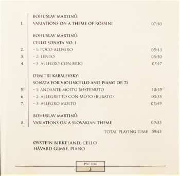 CD Bohuslav Martinů: Sonatas & Variations For Cello And Piano