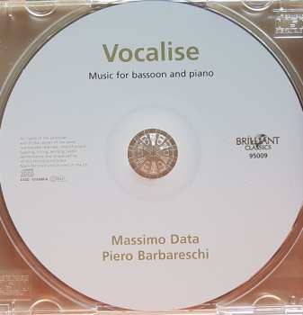 CD Piero Barbareschi: Vocalise Music For Bassoon And Piano