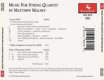 CD Matthew Malsky: Music For String Quartet