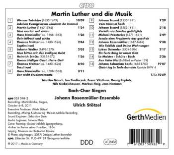CD Johann Rosenmüller Ensemble: Davon Ich Singen Und Sagen Will - Martin Luther Und Die Musik