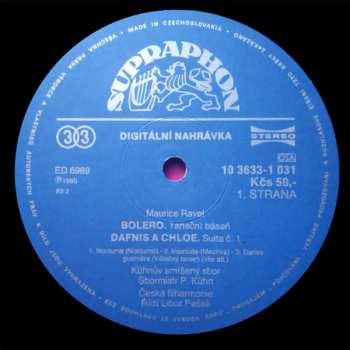 LP The Czech Philharmonic Orchestra: Bolero / Daphnis Et Chloe (Ballet Suites Nos. 1 And 2)