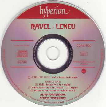 CD Maurice Ravel: Complete Music For Violin & Piano / Sonata