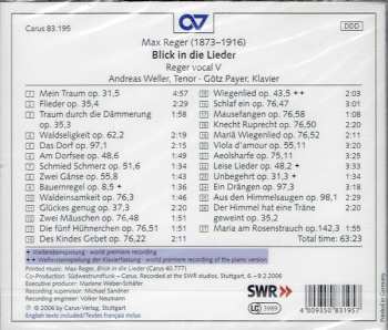 CD Max Reger: Blick In Die Lieder (Reger Vocal V)