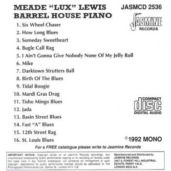 CD Meade "Lux" Lewis: Barrel House Piano