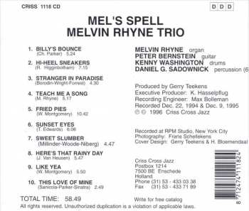 CD Melvin Rhyne Trio: Mel's Spell