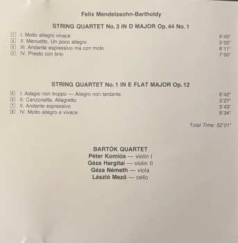 CD Felix Mendelssohn-Bartholdy: String Quartets D Major Op. 44 No. 1 / E Flat Major Op. 12