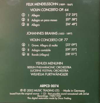 CD Johannes Brahms: Violin Concertos Op.64 & Op.77