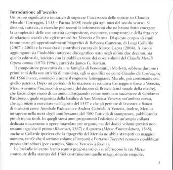 2CD Claudio Merulo: Organ-Alternatim Masses