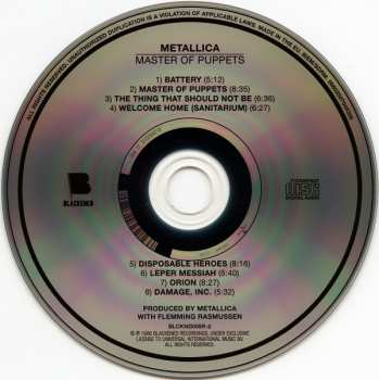 CD Metallica: Master Of Puppets DIGI