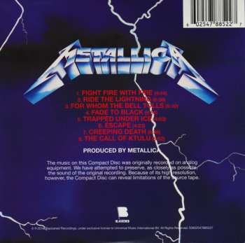 CD Metallica: Ride The Lightning DIGI