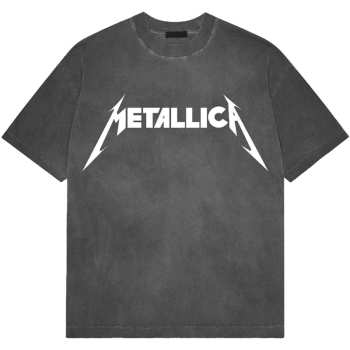 Merch Metallica: Metallica Unisex Stone Wash T-shirt: Logo (charcoal Grey) (small) S