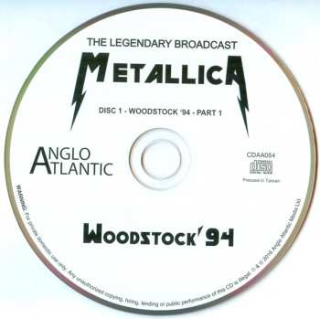 2CD Metallica: Woodstock '94 The Classic Broadcast