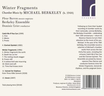 CD Berkeley Ensemble: Winter Fragments: Chamber Music By Michael Berkeley