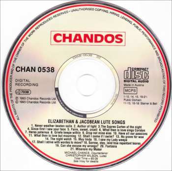 CD Michael Chance: 'The Sypres Curten Of The Night' - Elizabethan & Jacobean Lute Songs