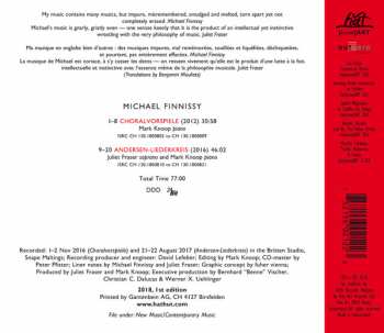 CD Michael Finnissy: Choralvorspiele & Andersen-Liederkreis