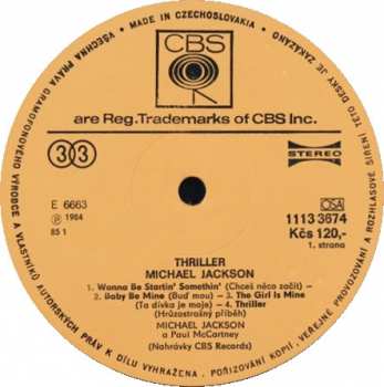 LP Michael Jackson: Thriller