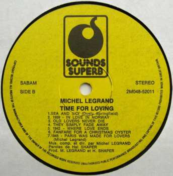 LP Michel Legrand: Time For Loving (Bande Originale Du Film)