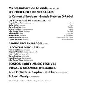 CD Michel Richard Delalande: Les Fontaines de Versailles - Le Concert D'Esculape
