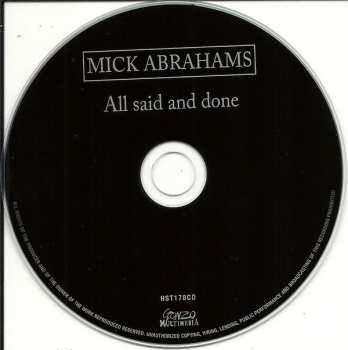 CD Mick Abrahams: All Said And Done