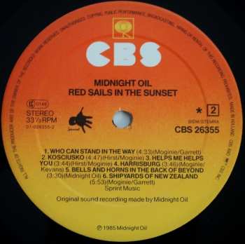 LP Midnight Oil: Red Sails In The Sunset