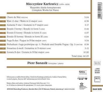 CD Mieczysław Karłowicz: Complete Works For Piano