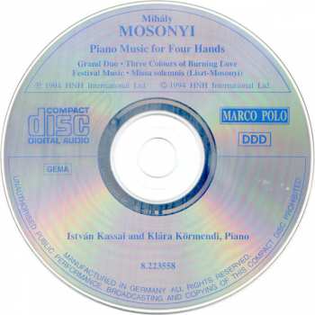CD Kassai István: Piano Music For Four Hands