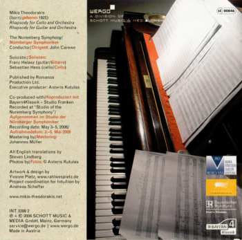 CD Mikis Theodorakis: Rhapsodies For Cello And Guitar