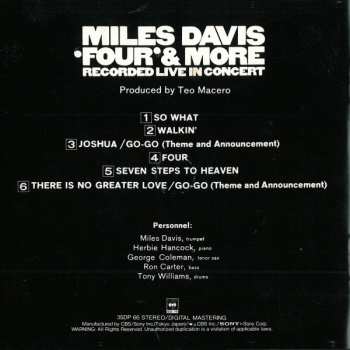CD Miles Davis: 'Four' & More (Recorded Live In Concert)