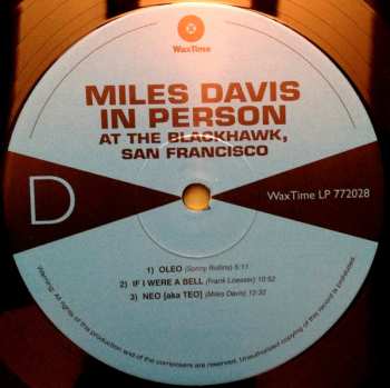 2LP Miles Davis: In Person Friday And Saturday Nights At The Blackhawk, San Francisco LTD