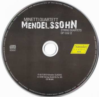 CD Felix Mendelssohn-Bartholdy: String Quartets Op. 13 & 12