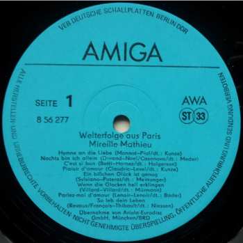 LP Mireille Mathieu: Welterfolge Aus Paris