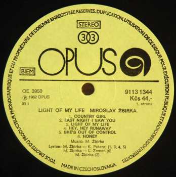 LP Miroslav Žbirka: Light Of My Life