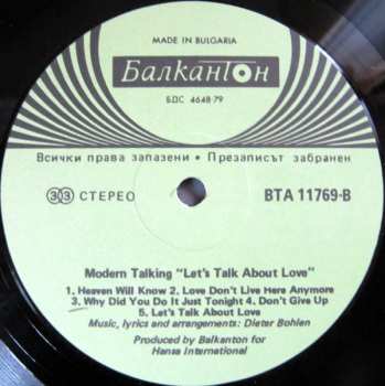 LP Modern Talking: Let's Talk About Love - The 2nd Album