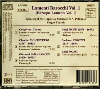 CD Claudio Monteverdi: Lamenti Barocchi Vol. 1 (Baroque Laments Vol. 1)