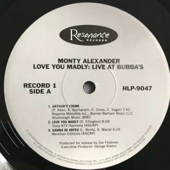 2LP Monty Alexander: Love You Madly: Live At  Bubba's DLX | LTD | NUM