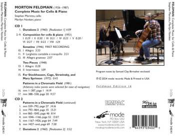 2CD Morton Feldman: Complete Music For Cello & Piano