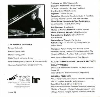 CD Morton Feldman: First Recordings: 1950s