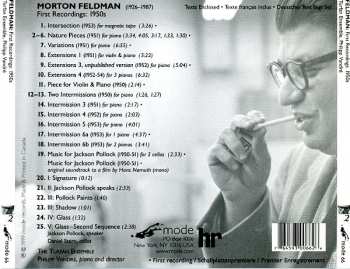 CD Morton Feldman: First Recordings: 1950s