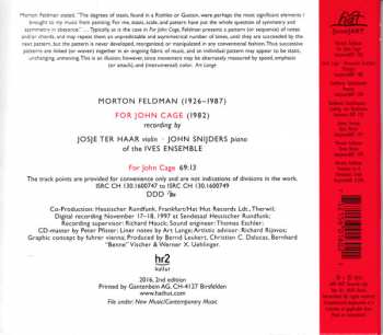 CD Morton Feldman: For John Cage