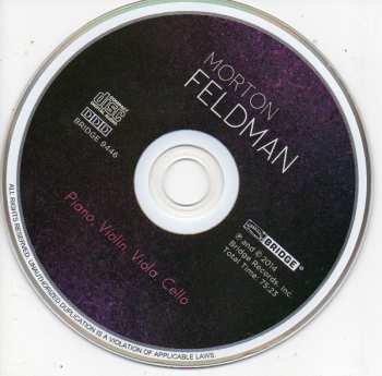 CD Morton Feldman: Piano, Violin, Viola, Cello