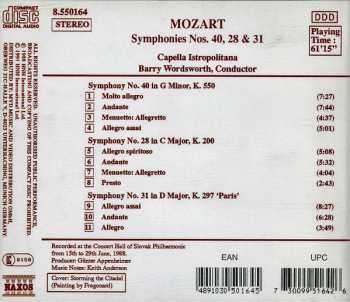 CD Wolfgang Amadeus Mozart: Symphony No.40 In G Minor / Symphony No.31 In D Major "Paris" / Symphony No.28 In C Major