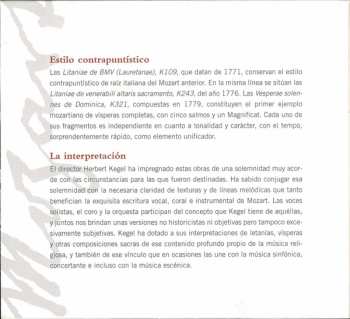 CD Wolfgang Amadeus Mozart: Litaniae De BMV (Lauretanae), K109 / Litaniae De Venerabili Altaris Sacramento, K243 / Vesperae Solennes De Dominica, K321