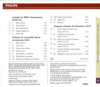 CD Wolfgang Amadeus Mozart: Litaniae De BMV (Lauretanae), K109 / Litaniae De Venerabili Altaris Sacramento, K243 / Vesperae Solennes De Dominica, K321